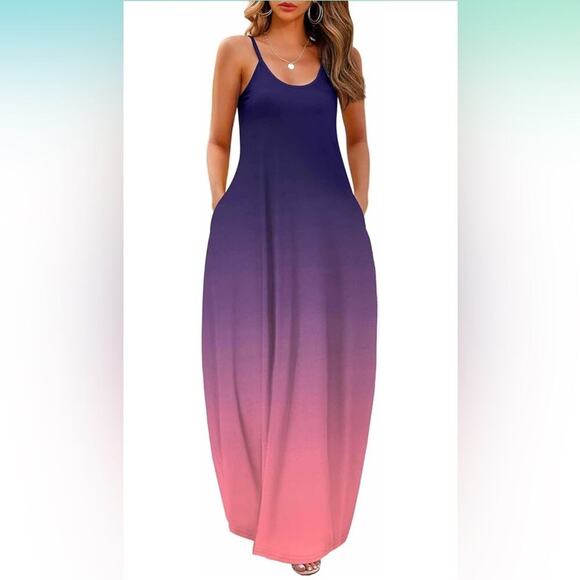 2025 Casual Sleeveless Sundress Plus Size Loose Long Summer Beach Maxi Dress L - Picture 1 of 3